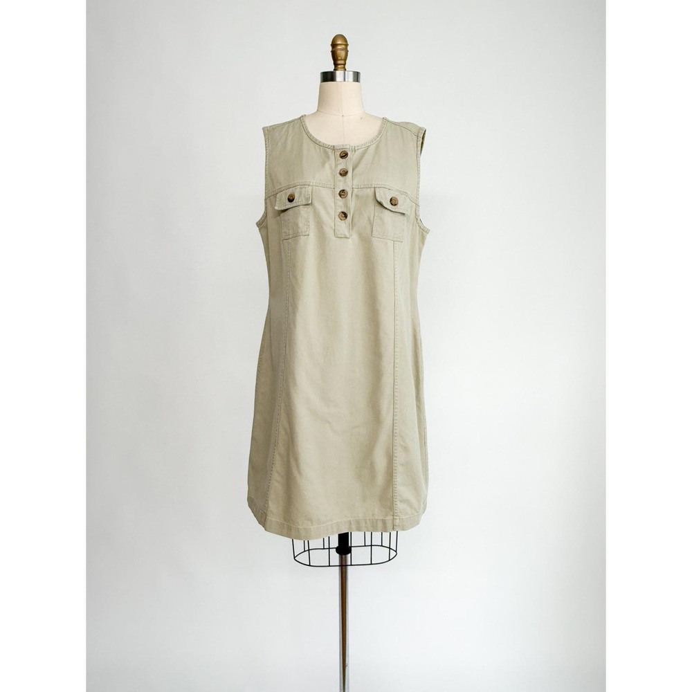 Crossroads 90s vtg beige cotton pinaforeโ overall dress size L